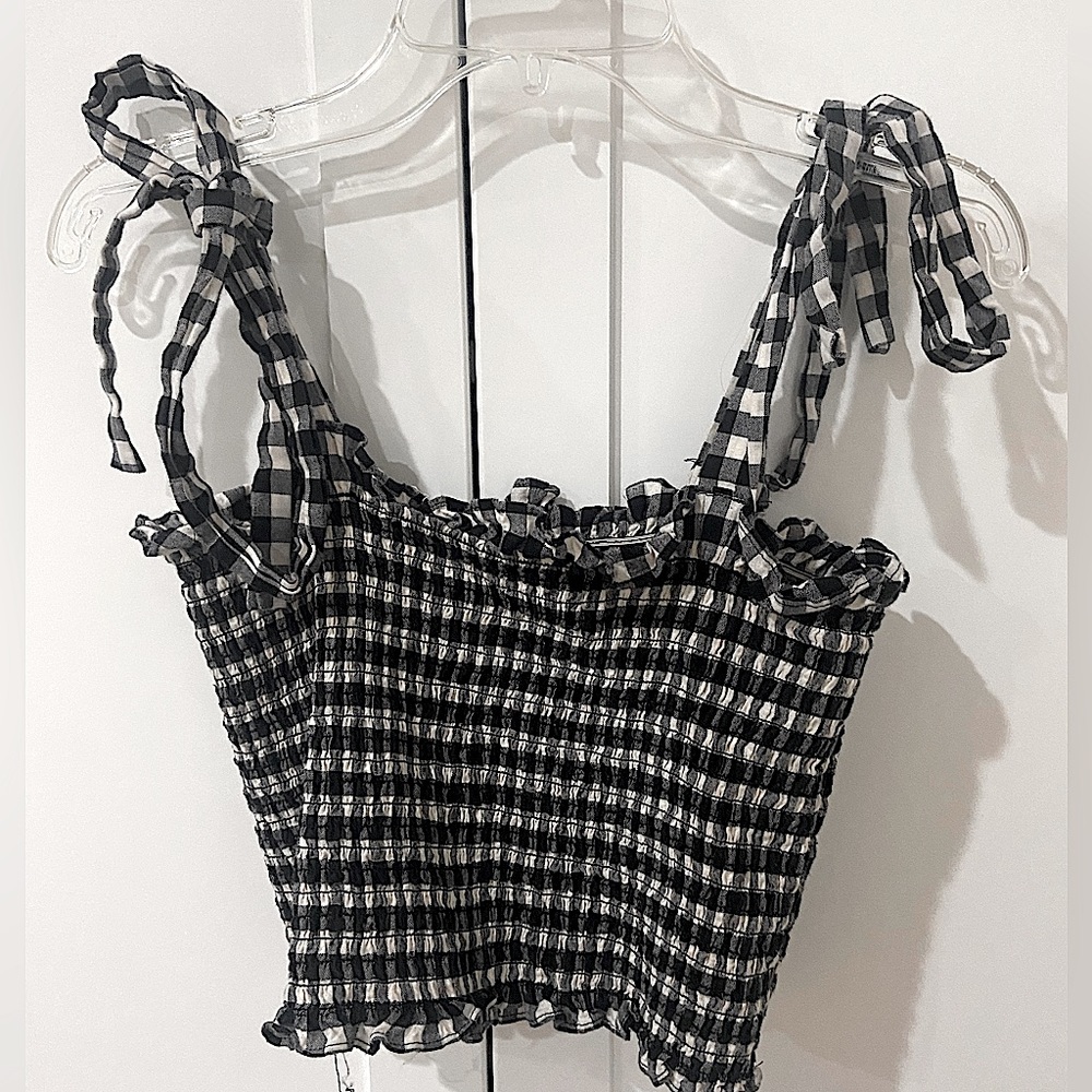 Checkered S/M, black and white tank
